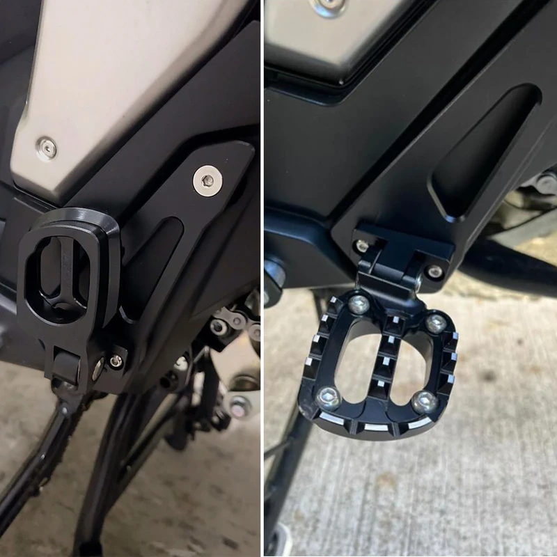Midimttop Passenger Footrest Folding Wide Foot Pedal Extension Kickstand Foot Pegs Rearset Kit fit for Ho-nda X ADV XADV 750 X-ADV 750 Motor Accessories 2021 2022 (Black)
