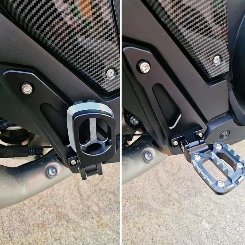 Midimttop Passenger Footrest Folding Wide Foot Pedal Extension Kickstand Foot Pegs Rearset Kit fit for Ho-nda X ADV XADV 750 X-ADV 750 Motor Accessories 2021 2022 (Titanium)