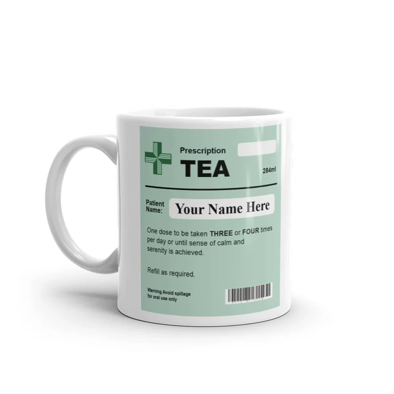TheAbstractix Prescription Tea Mug - Funny Personalised Mug for Tea or Coffee Lovers, Pharmacists, Nurses & Paramedics - Coffee Mug Gift for Colleagues - Ideal Doctor Mug Graduation Gift