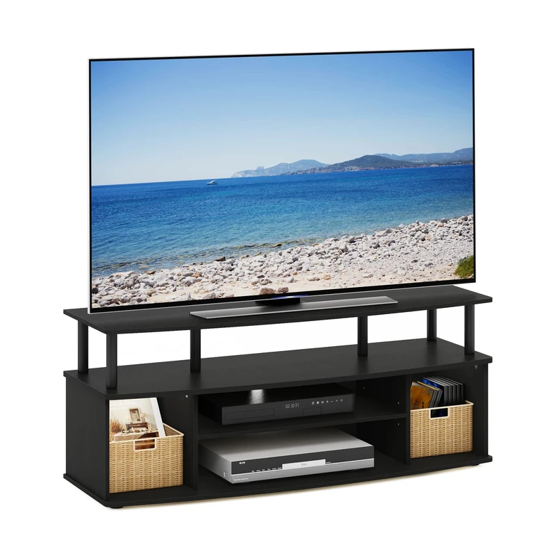 Furinno JAYA TV Stand, Large Entertainment Center, TV Console for TV up to 55 Inch, for Living Room, Bedroom, Blackwood