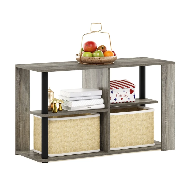 Furinno ROMAIN Coffee Table, 3-Tier Modern Coffee Table with Open Shelf, Side Table, for Living Room, Bedroom, Home Office, French Oak