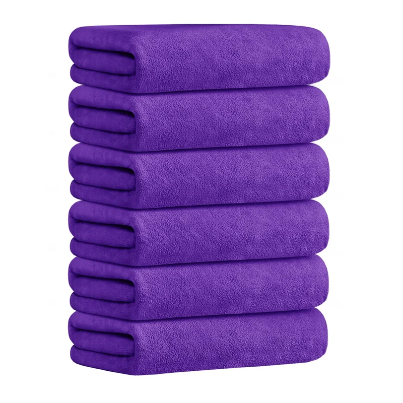 JML Microfiber Bath Towels, Violet, 30" x 60", 6 Pack