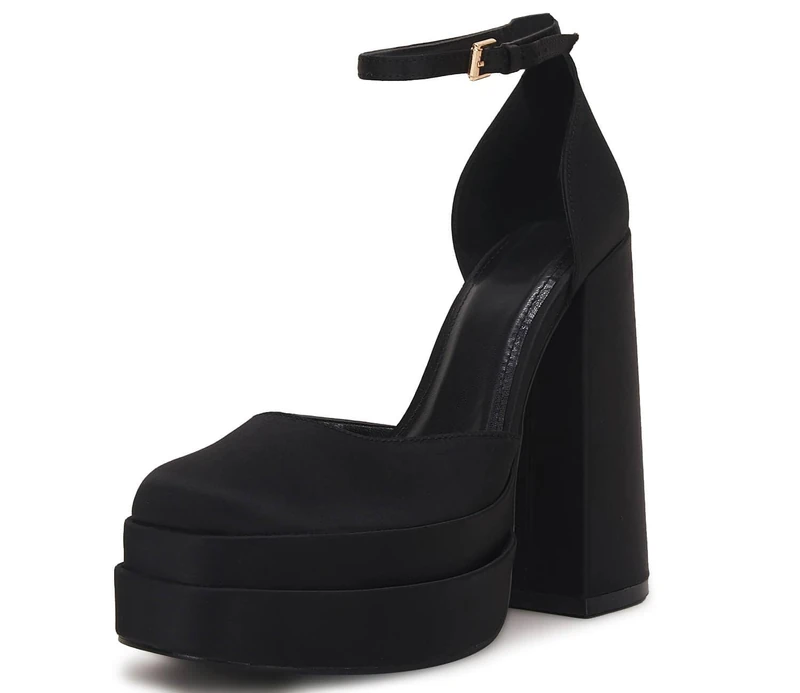 VETASTE Womens Platform Chunky High Block Heels Ankle Strap Party Wedding Dress Pumps Shoes, Black, 5.5 UK - Image 1