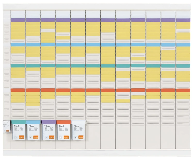 Nobo - 1915628 - Annual Planning Kit with T-Plugs, Wall Mount, 12 Columns & 32 Slots for T-Plugs Index 2, T Plug/Index Column Included, White, 1915628