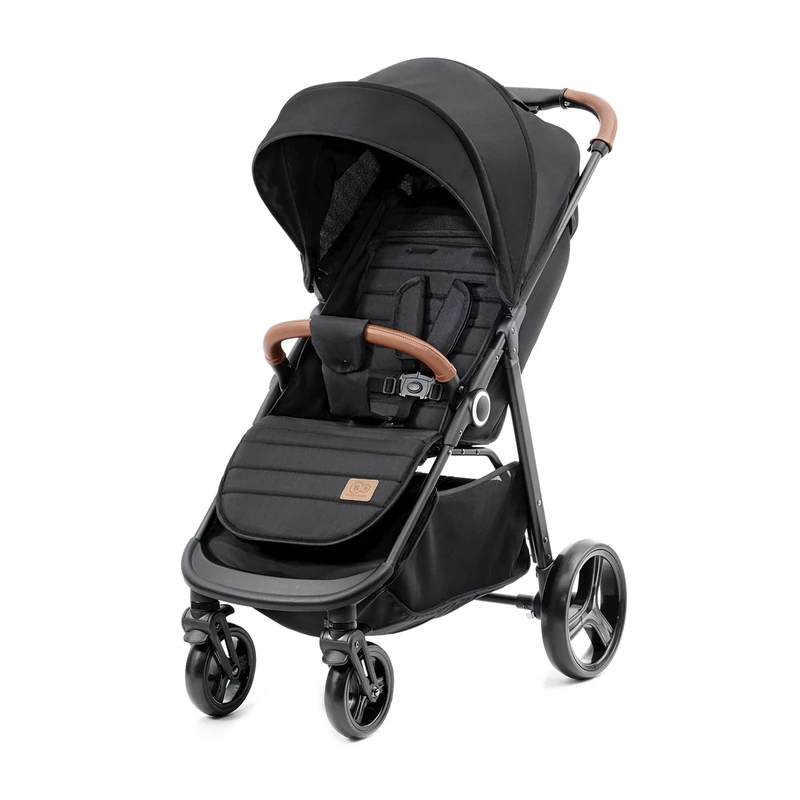 Kinderkraft Grande Plus Stroller from Birth up to 22 kg, Large Shock-Absorbing Wheels, Lie-Flat Position, one-Hand Folding, Large Canopy, Lightweight and Easy to Maneuver, Black