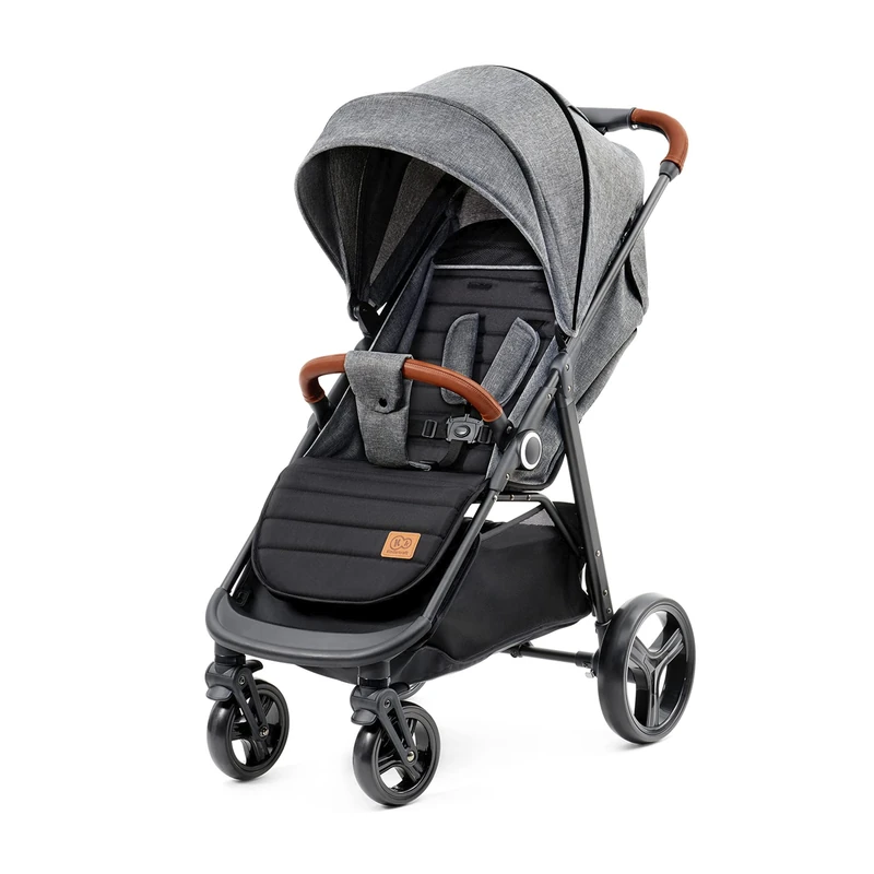 Kinderkraft Grande Plus Stroller from Birth up to 22 kg, Large Shock-Absorbing Wheels, Lie-Flat Position, one-Hand Folding, Large Canopy, Lightweight and Easy to Maneuver, Grey - Image 1