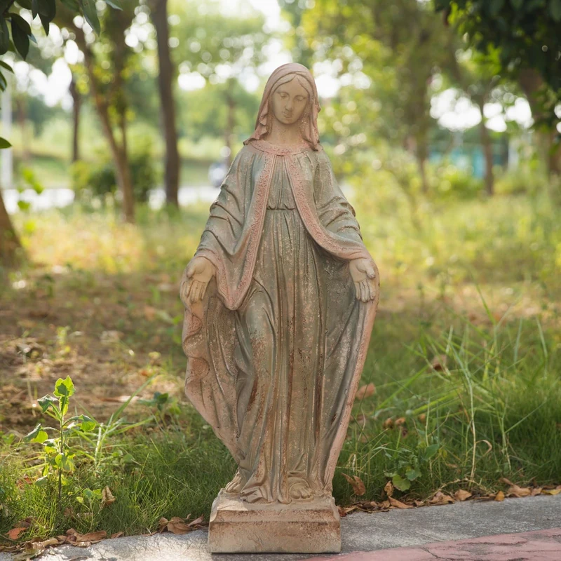 Virgin Mary Garden Statue Outdoor H31” Blessed Catholic Saint Mother of God Large Holy Madonna Resin Religious Sculpture Yard Outside Lawn Tall Praying St Mama Marian Big Painted Lady Magdalene