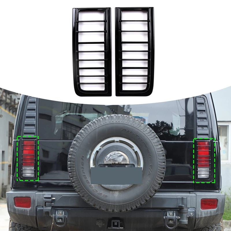 PIUGILH ABS Rear Tail Light Guards Cover Protector Fit Hummer H2 2003-2009,Tail Light Protector,1 Pair (Black)