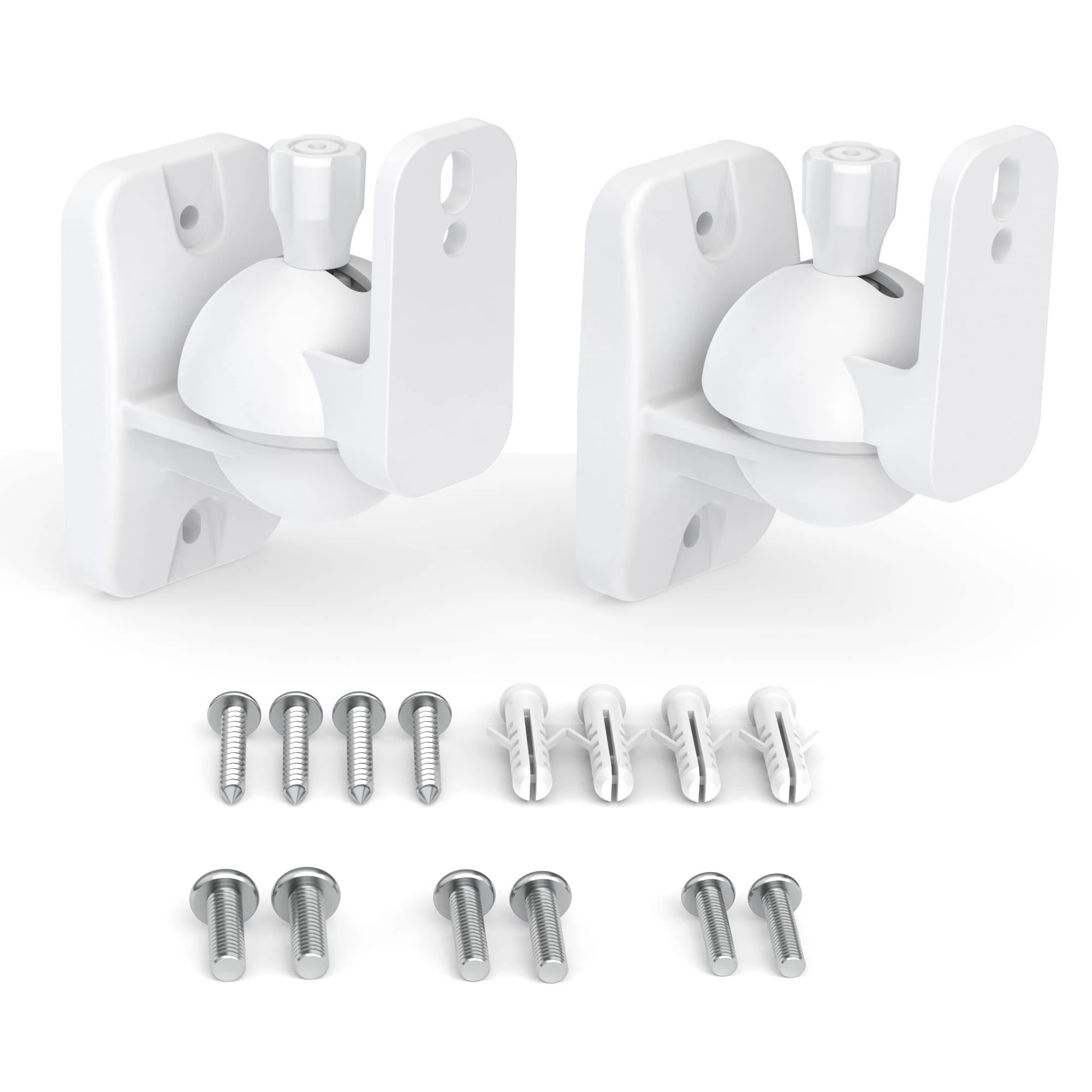 HomeMount Wall Mount Brackets - Universal Speaker Mounts, Bookshelf Speaker Kit, Supports Up to 8 lbs, 2 Pack, White
