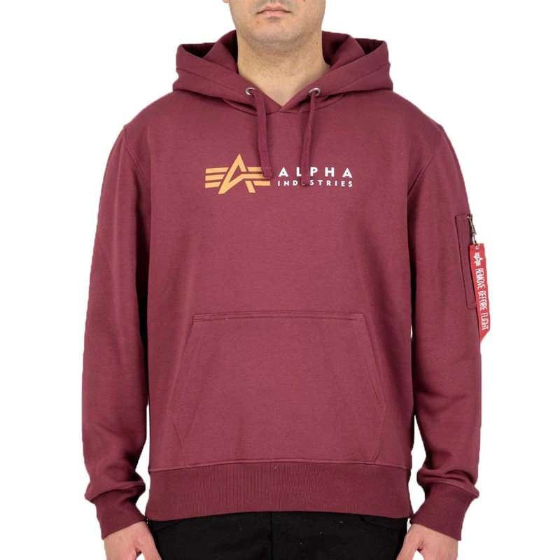 ALPHA INDUSTRIES Men's Alpha Label Hoody HOODY, 184-burgundy,