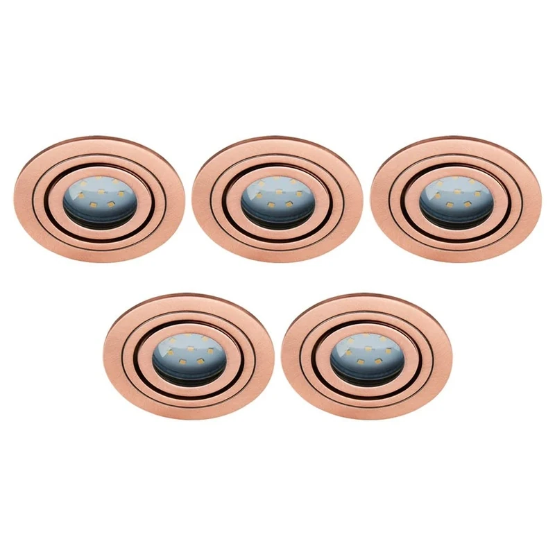 LITECRAFT Recessed Downlights IP65 Rated Tiltable Spotlights - (Brushed Copper, Pack of 5)