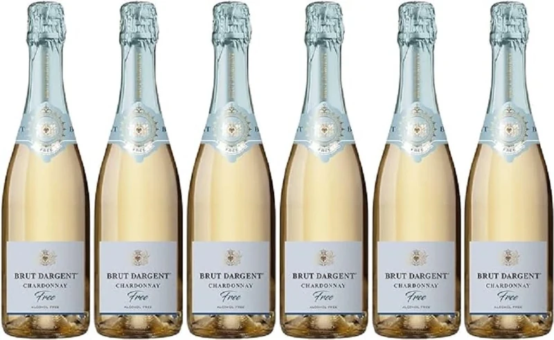 Brut Dargent Free Chardonnay - Sparkling White Wine without Alcohol - Origin : France (6 x 0.75 L)