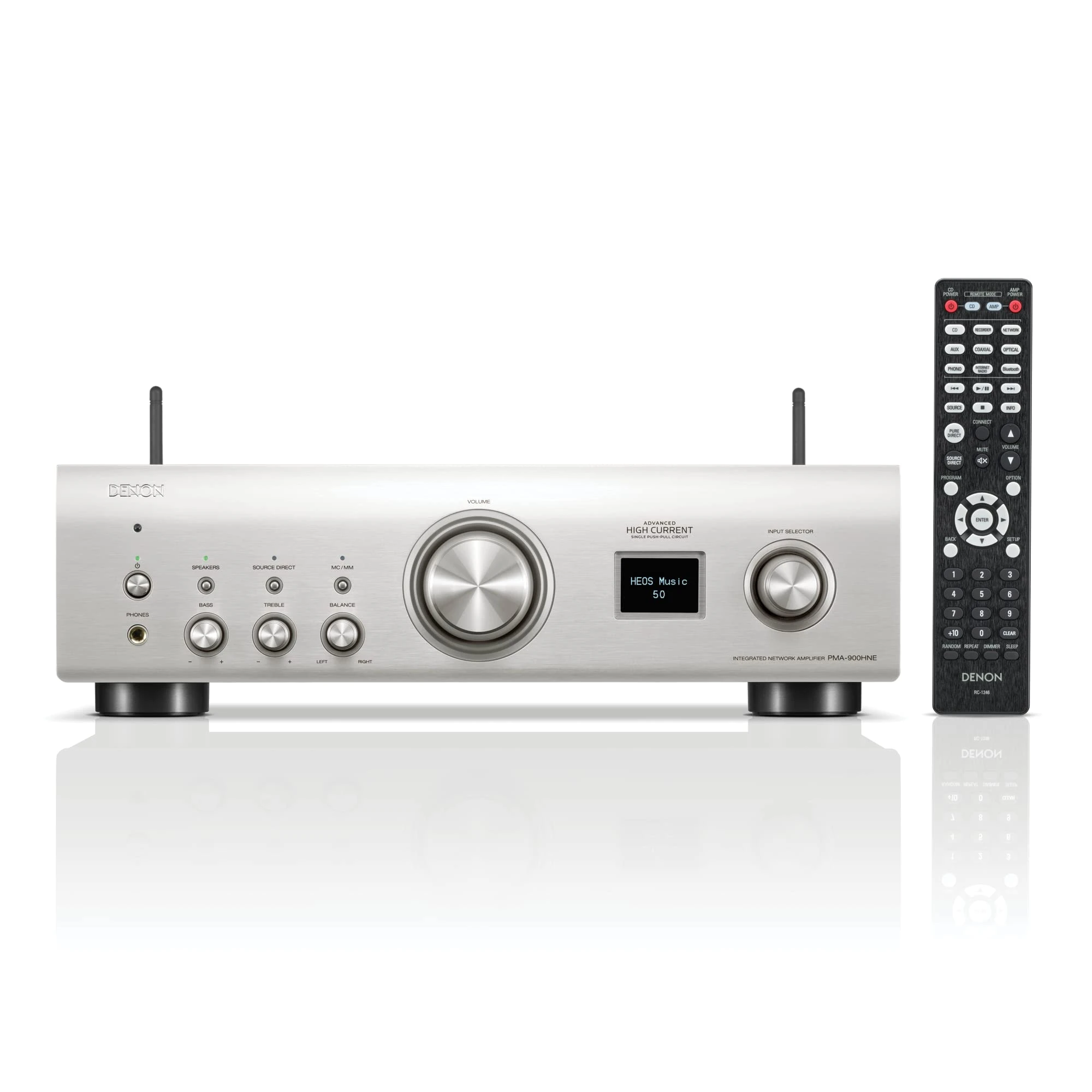 Denon PMA-900HNE Integrated Network HiFi Amplifier, Power Amplifier with Phono Equalizer, Analog Mode, Music Streaming via Wi-Fi, AirPlay 2, Bluetooth and HEOS Built-In, Roon Tested - Silver