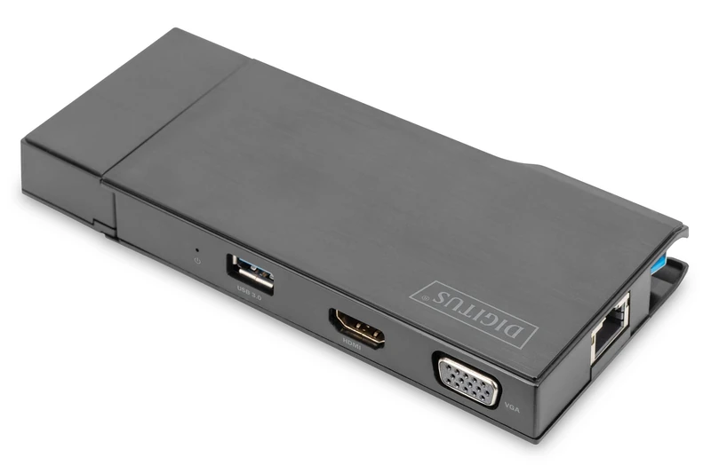 DIGITUS Universal Docking Station, USB 3.0, 7-Port, Travel 2X Video, 2X USB 3.0, RJ45, 2X Card Reader