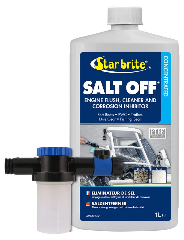 STAR BRITE Salt Off Concentrate Kit with Applicator - Ultimate Boat Salt Remover & Marine Engine Flush - Perfect for Outboard Motor Flush & Washing Salt Deposits Away - Image 1