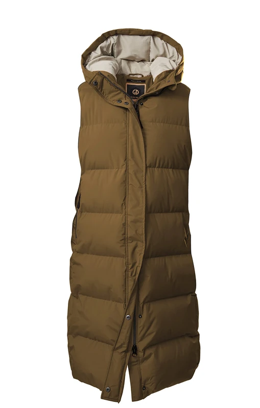 G.I.G.A. DX Women's GW 68 WMN QLTD VST Quilted Down Look Functional Vest with Hood, Tan, 40, light brown