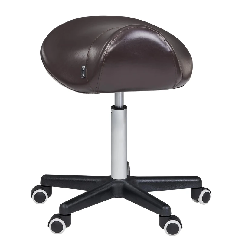 Master Massage Ergonomic Swivel Saddle Rolling Hydraulic Stool in Coffee for Clinic, Spas, Salons, Debtists, Classrooms, Home, Office
