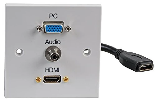 Pro Signal PELR0100 1-Gang AV Wallplate with VGA, HDMI with Fly Lead & Audio Female Connectors