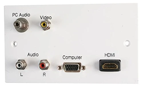 PRO SIGNAL 2 Gang Plug & Play Multimedia Wallplate – HDMI, VGA, RCA, Composite Video & 3.5mm Stereo Sockets – White, PELR0079