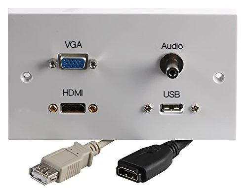 PRO SIGNAL 2 Gang Multimedia Wall Plate – HDMI, USB-A, VGA & 3.5mm Stereo Audio – Plug & Play – PELR0088