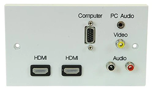 PRO SIGNAL 2 Gang Multimedia Wall Plate – 2x HDMI, VGA, Phono Audio/Video, 3.5mm Jack – UK AV Faceplate – PELR0067