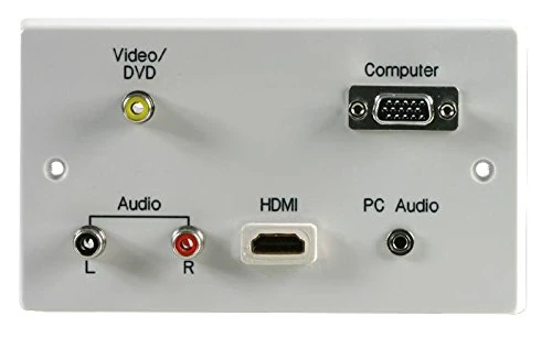 PRO SPRO SIGNAL 2 Gang Multimedia Wall Plate – HDMI, RCA Phono, VGA & 3.5mm Audio Sockets – PELR0062