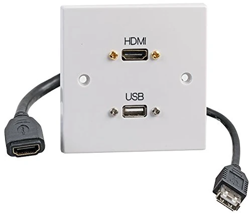 PRO SIGNAL PELR0101 1-Gang AV Wallplate with HDMI & USB-A Female Connectors with Fly Leads