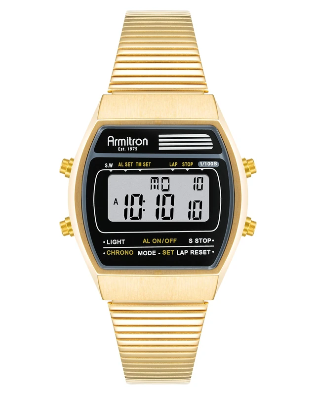 Armitron Sport Retro Men's Digital Chronograph Bracelet Watch, Gold (40/8487BKGP)