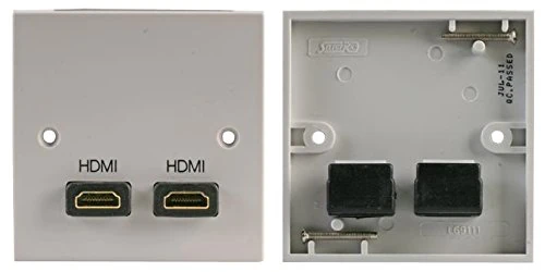 Pro Signal 1 Gang HDMI Wall Plate – UK Standard 86mm x 86mm Faceplate with Dual HDMI 1.4 Sockets & Right-Angled Rear Connections – PELR0063