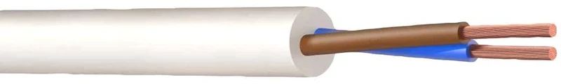 PRO ELEC PELB0449 2 Core 3182B LSZH Mains Cable, White, 1mm, 100m
