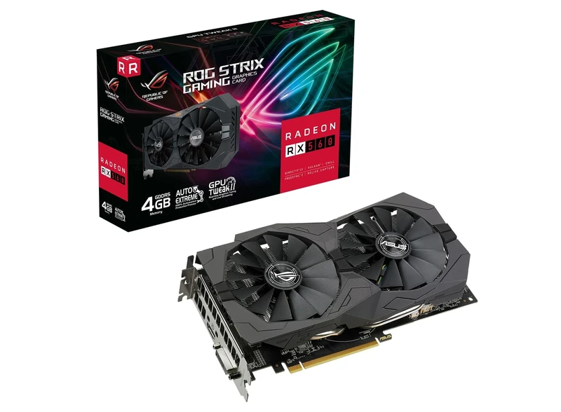 ASUS ROG Strix Radeon RX560 4G V2 GDDR5 Gaming Graphics Card (AMD Radeon RX560, 4GB GDDR5 Memory, 1x HDMI 2.0b, 1x DVI-D, ROG-STRIX-RX560-4G-V2)