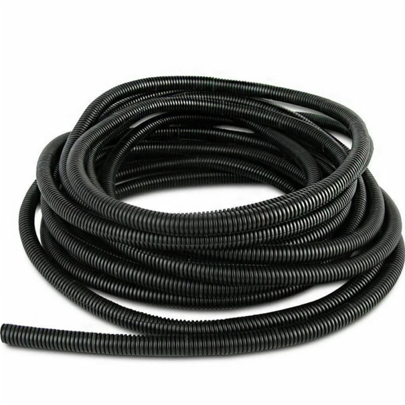 Split Loom Tubing Wire Conduit, Black Corrugated Wire Tube Cable Protection Pipe Cable Tidy Tube for TV Cables, Electric Wire, Garden Lights (Inner Ø13mm, 3 Metres)