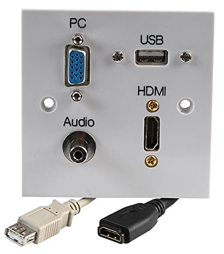 PRO SIGNAL 1 Gang Multimedia Wall Plate – HDMI, USB Type A, VGA & 3.5mm Audio – Plug & Play – PELR0089