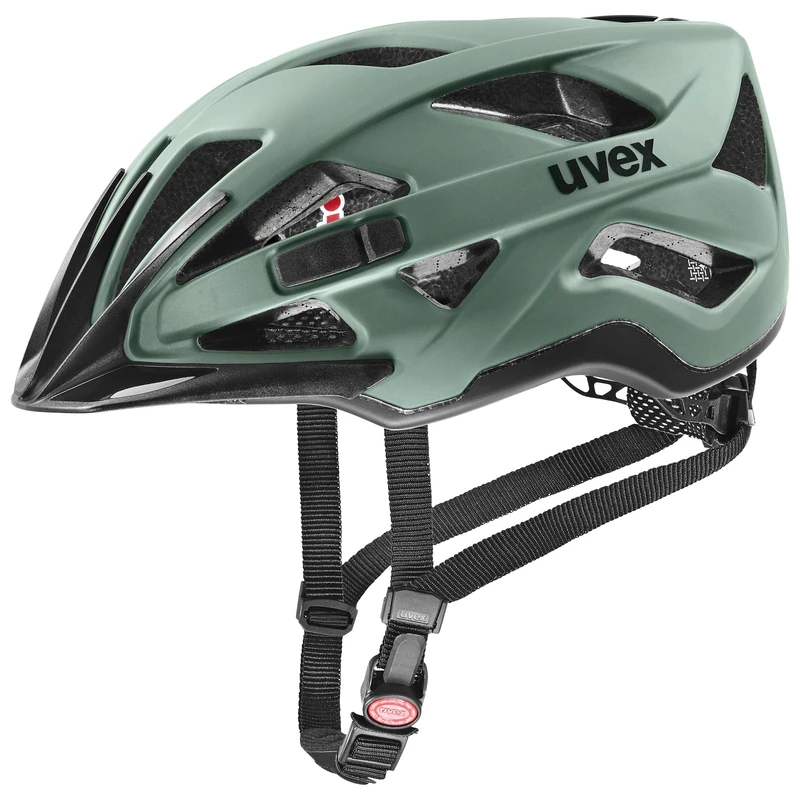 uvex Active cc - Secure All-Round Bike Helmet for Men & Women - Individual Fit - Upgradeable with an LED Light - Moss Green-Black - 52-57 cm
