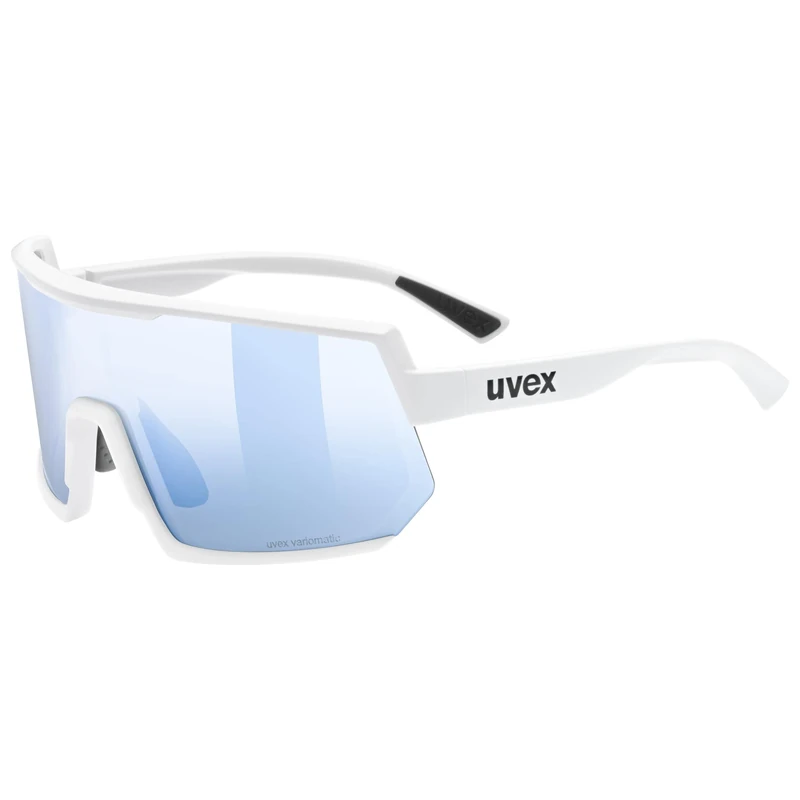 uvex Sportstyle 235 V - Sports Sunglasses for Men and Women - Self-Tinting Lenses - Anti-Fog Technology - White Matt/Blue - One Size