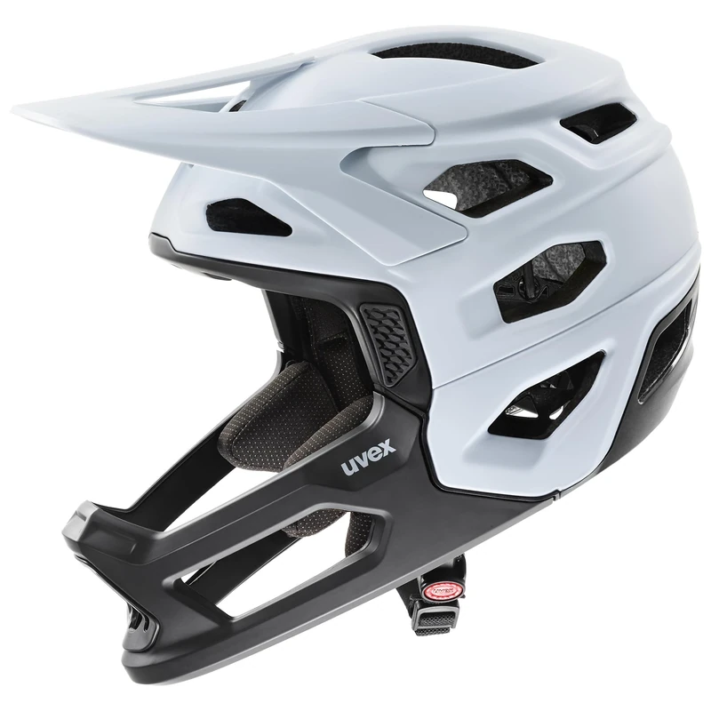 uvex Revolt - Extremely Lightweight Mountain Bike Helmet for Men & Women - Individual Fit - Removable Chinguard - Cloud-Black Matt - 57-61 cm
