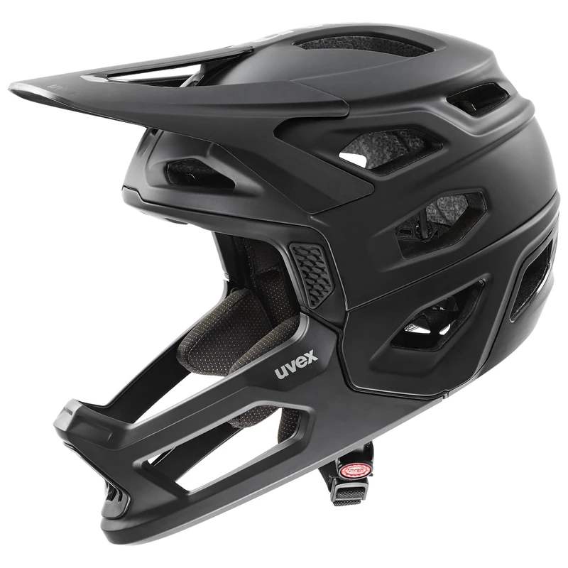 uvex Revolt - Extremely Lightweight Mountain Bike Helmet for Men & Women - Individual Fit - Removable Chinguard - all Black Matt - 52-57 cm