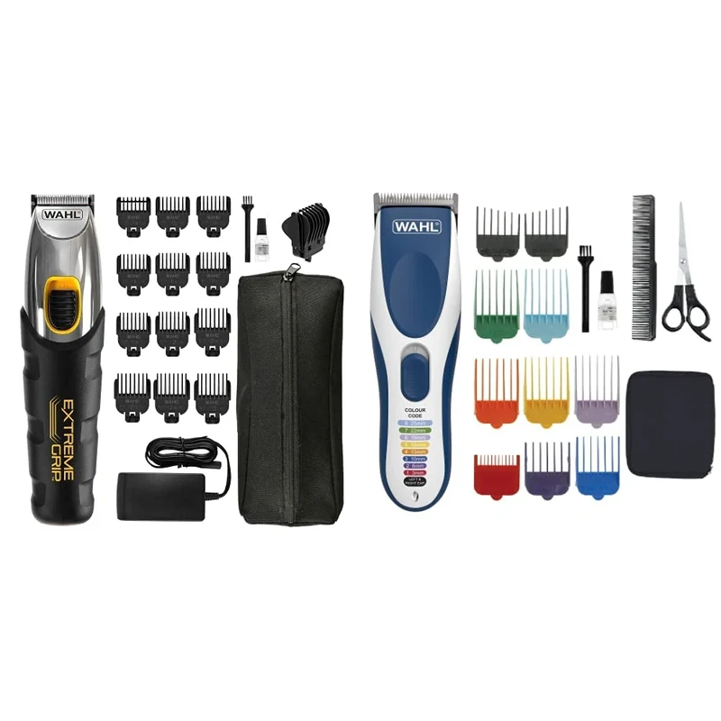 Wahl Beard Trimmer Men, Extreme Grip Hair Trimmers for Men, Precision Cutting Blades & Father's Day Gift, Head Shaver, Men's Hair Clippers with Colour Coded Clipper Guides