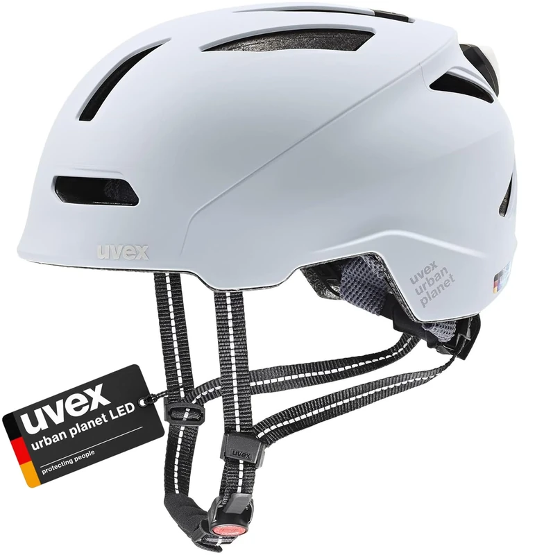 uvex Urban Planet LED - Sturdy Bike Helmet for Men & Women - incl. LED Light - Individual Fit - Cloud Matt - 58-61 cm