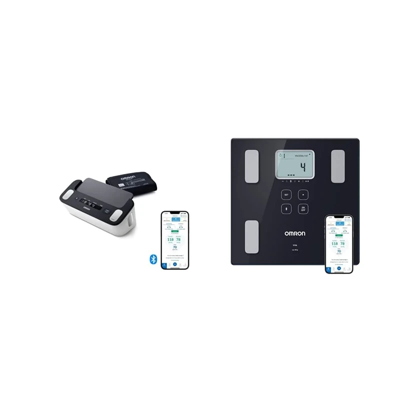 OMRON Complete Smart Home Blood Pressure Monitor and ECG for Hypertension Monitoring and AFib screening & OMRON Viva Bluetooth Smart Scale and Body Composition Monitor with Body Fat