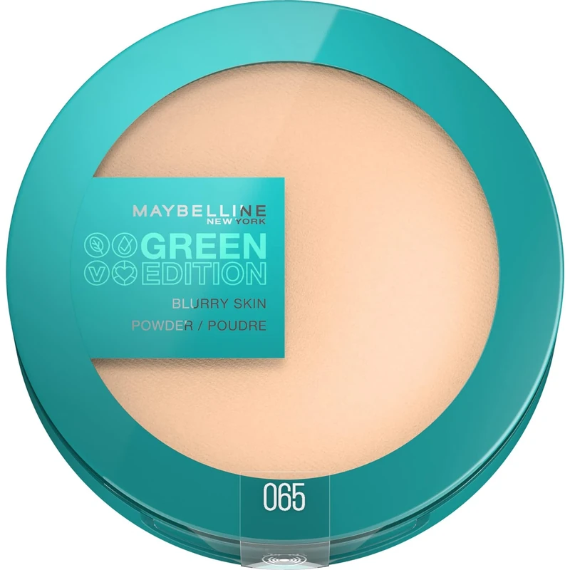 Maybelline New York Matte Powder, Moisturising with Pore Refining Effect, Vegan Formula with Natural Ingredients, Green Edition Blurry Skin Powder #65, 1 Piece