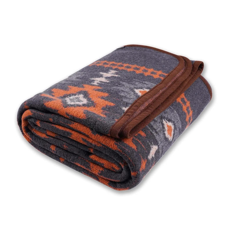 ACUSHLA Merino Wool Camp Blanket - Warm, Thick, Washable, Large Throw - 87x63 - Great for Outdoor Camping All Seasons Suitable Myers Gray