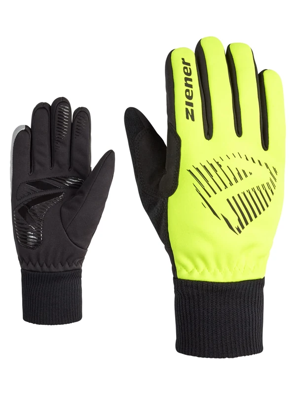 Ziener DOMMI Children's Cycling Gloves, Winter | Soft-Shell, Windproof, Lined, Poison Yellow, S - Image 1