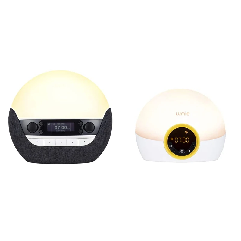 Lumie Bodyclock Luxe 750DAB - Wake-up Light with DAB Radio, Bluetooth Speakers, Low-Blue Light for Sleep & Bodyclock Rise 100 - Wake-Up Light Alarm Clock with Sunrise and Sunset
