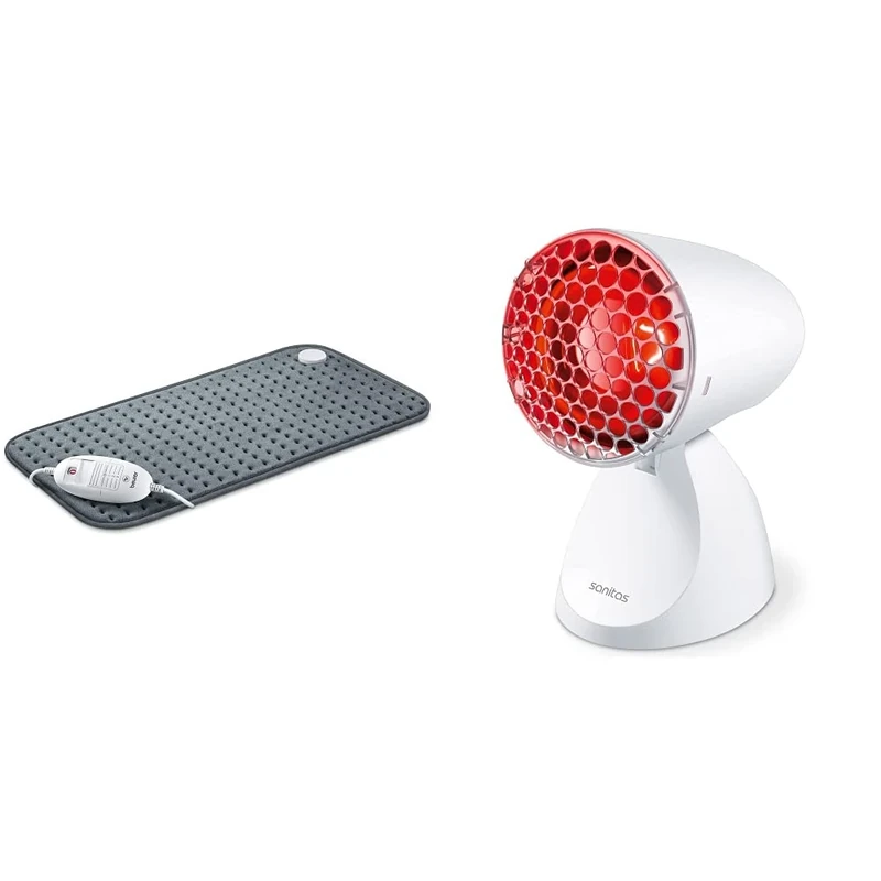 Beurer HK123 XXL Heat Pad, Longer Electric Pad for Even More Comforting Warmth and Relaxation & Sanitas SIL06 Infrared Heat Lamp | Warm, Soothing Infrared Light