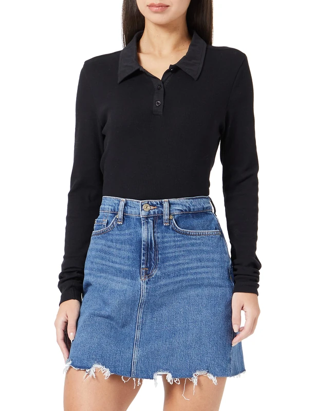 7 For All Mankind Women's MIA Skirt, Dark Blue, Regular