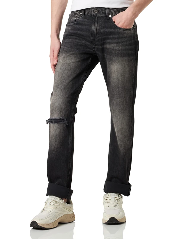 7 For All Mankind Men's The Straight Constructor Black Jeans, Regular