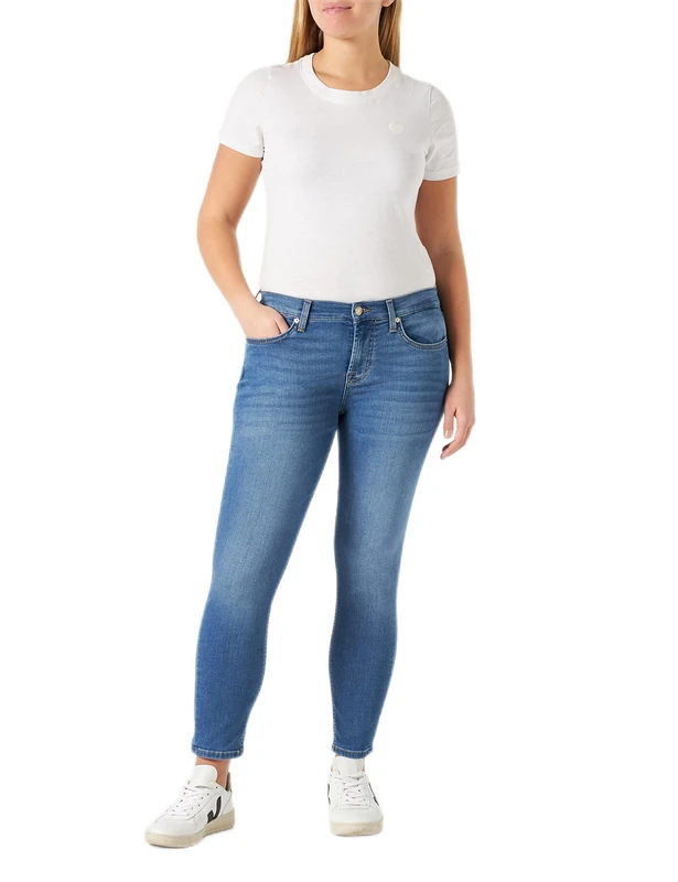 7 For All Mankind Women's The Ankle Skinny Bair Eco Jeans, Light Blue, Regular