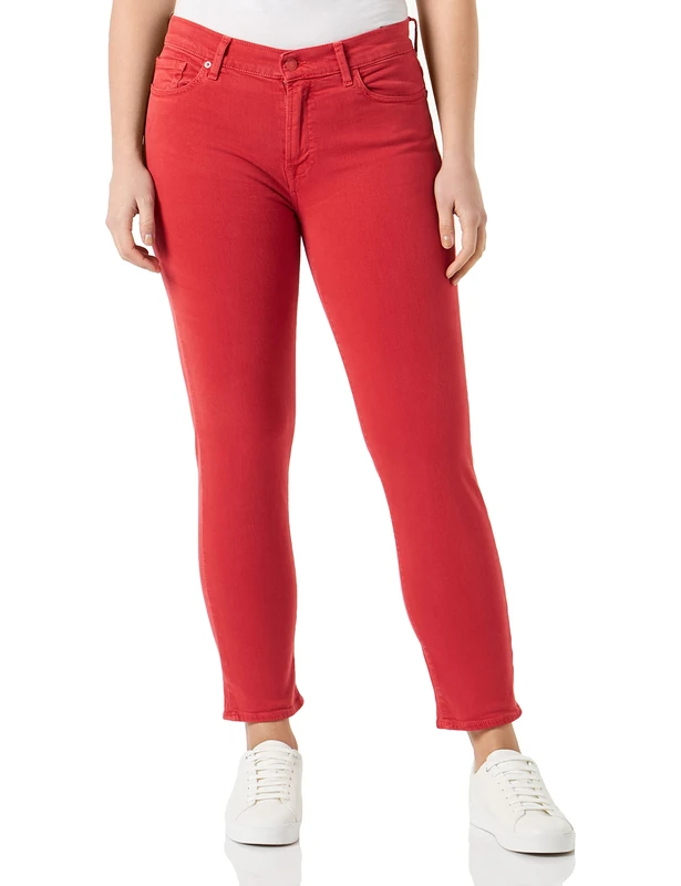 7 For All Mankind Women's Roxanne Ankle Shorts, Red, Regular