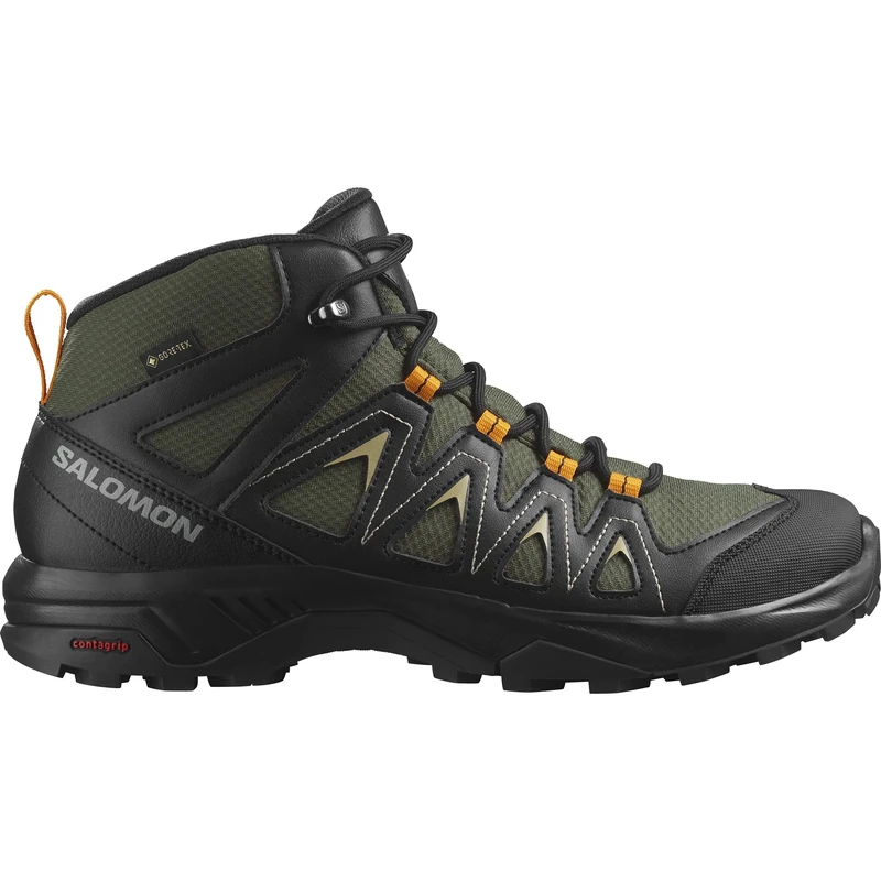Salomon X Braze Mid Gore-Tex Men's Hiking Waterproof Shoes, Hiking essentials, Athletic design, and Versatile wear, Olive Night, 7.5